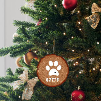Adorno De Cerámica Mascota Paw Heart Wood Graphic