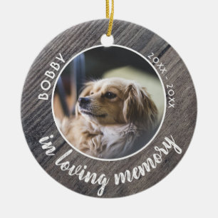 Adorno De Cerámica Mascota Perro Memorial Foto Rustic Wood Keepsake