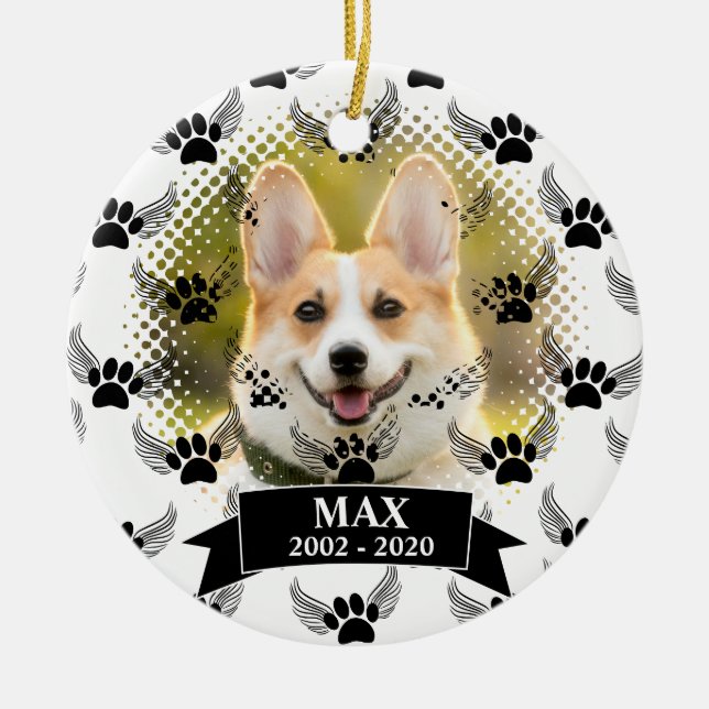 Adorno De Cerámica Mascota Perro Personalizado Monumento Negro Y Blan (Frente)