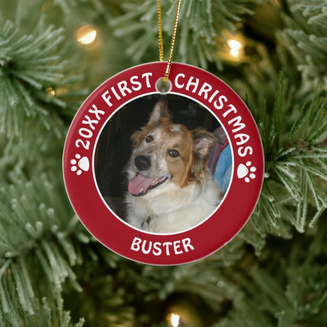 Adorno De Cerámica Mascota Perro PRIMER NAVIDAD Personalizado de huel (Árbol)