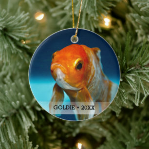Adorno De Cerámica Mascota personalizado Fish Photo Name Christmas Tr