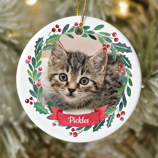 Adorno De Cerámica Mascota personalizado Foto de gato Navidades de Wr (Subido por el creador)