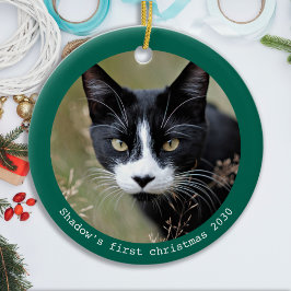 Adorno De Cerámica Mascota personalizado Foto Kitten Primera Navidad