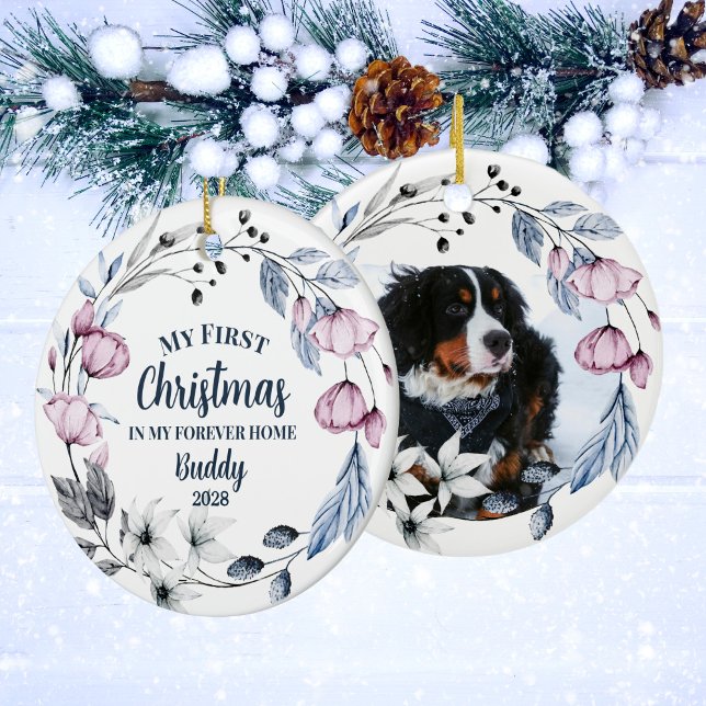 Adorno De Cerámica Mascota personalizado Foto Navidades Florales Eleg (Subido por el creador)