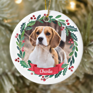Adorno De Cerámica Mascota personalizado Foto Perro acuarela Navidade
