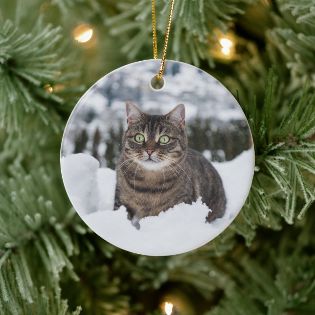 Adorno De Cerámica Mascota personalizado Navidades de fotografía Cat  (Árbol)