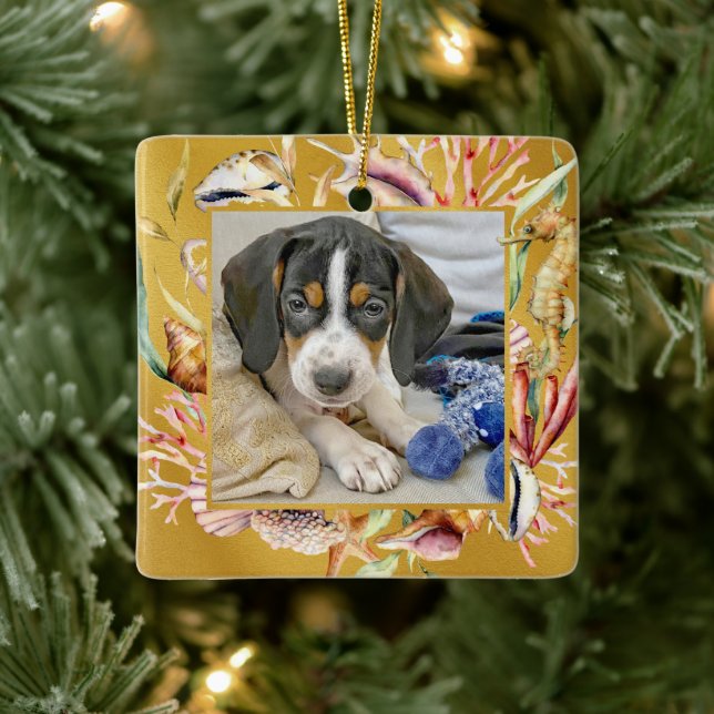 Adorno De Cerámica Mascota personalizado Navidades de Photo Beach (Árbol)