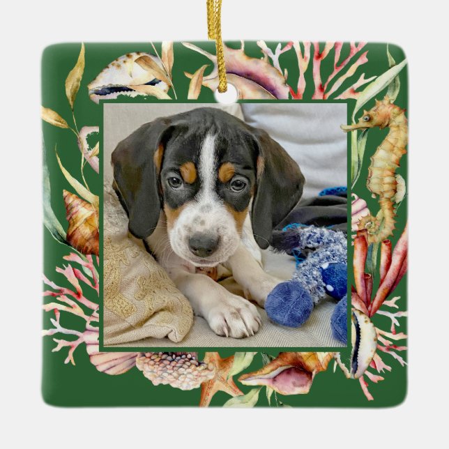 Adorno De Cerámica Mascota personalizado Navidades de Photo Beach (Anverso)