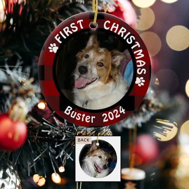 Adorno De Cerámica Mascota PRIMER CHRISTMAS 2-Lados 2-Fotos Comprobac (Subido por el creador)