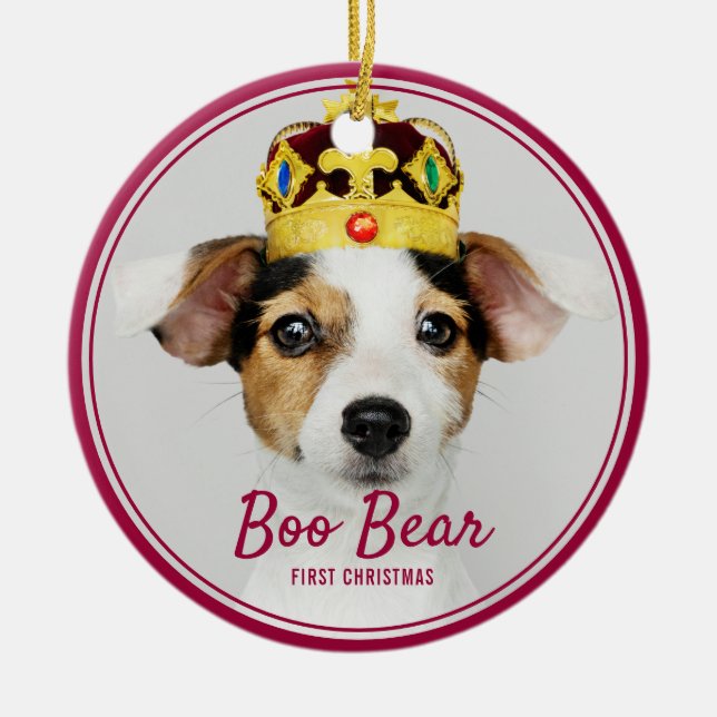 Adorno De Cerámica Mascota Primer Día de Recuerdo de Navidad (Frente)