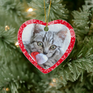 Adorno De Cerámica Mascota Primer Purpurina de Navidad Corazón de Nie
