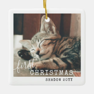 Adorno De Cerámica Mascota Primera edición de fotos navideñas simpl