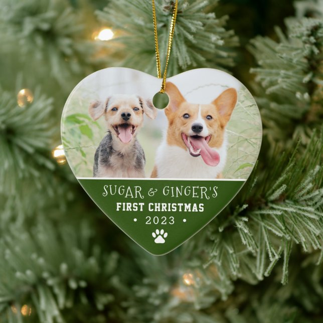 Adorno De Cerámica Mascota Primera Papel de Navidad Imprimir foto ver (Árbol)