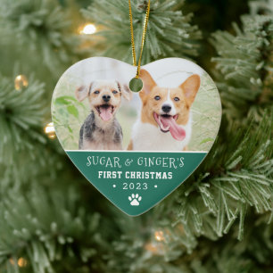 Adorno De Cerámica Mascota Primera Paw de Navidad Imprimir foto turqu