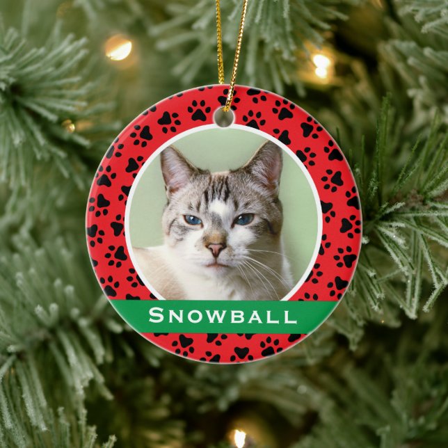 Adorno De Cerámica Mascota Rojo Pinta Imprime foto personalizada de n (Árbol)