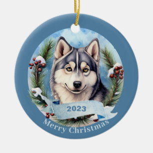 Adorno De Cerámica Mascota Siberian Husky Art Dog