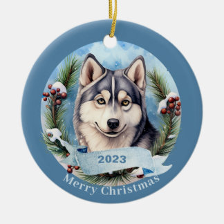 Adorno De Cerámica Mascota Siberian Husky Art Dog