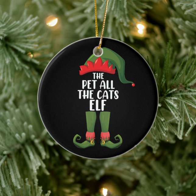 Adorno De Cerámica Mascota Todos los gatos Elf Navidades familiares c (Árbol)