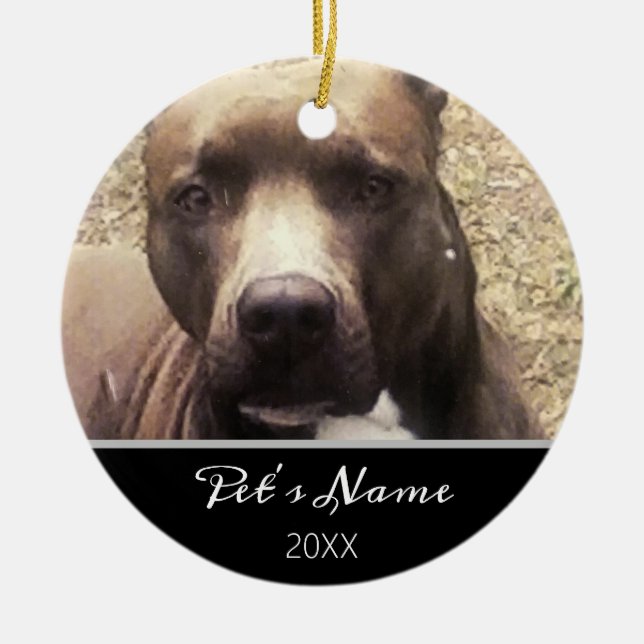 Adorno De Cerámica Mascotas de Pitbull Dog Personalizado Navidades de (Frente)