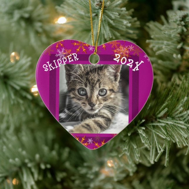 Adorno De Cerámica Mascotas Keepsake Photo Heart Navidades (Árbol)