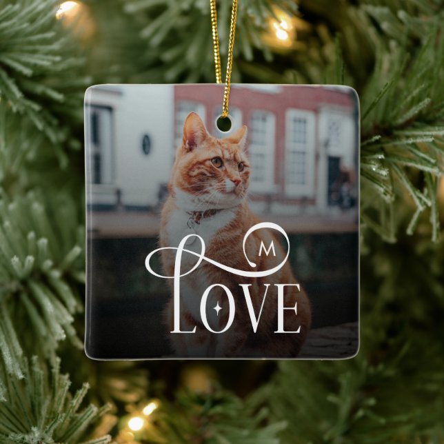 Adorno De Cerámica Mascotas Personalizadas Gatos Amor Moderno Foto Mo (Árbol)