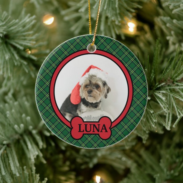 Adorno De Cerámica Mascotas personalizados Navidades, foto de perro p (Árbol)