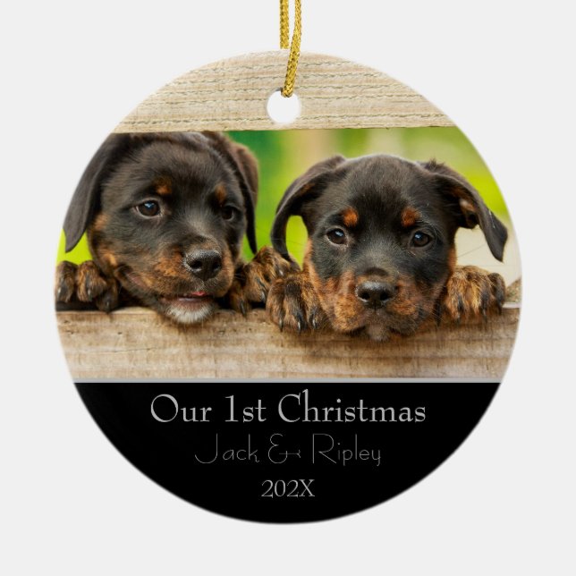 Adorno De Cerámica Mascotas Primera Navidad (Frente)