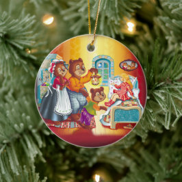 Adorno De Cerámica Masha y 3 osos. Familia Animal.