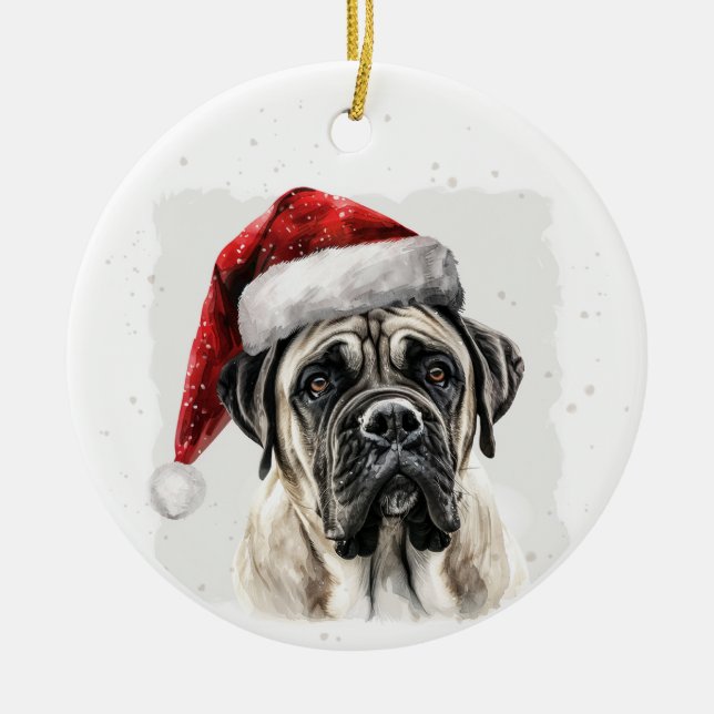 Adorno De Cerámica Mastiff Dog Christmas Personalized (Frente)