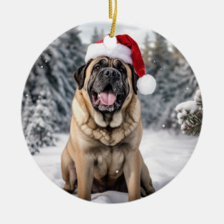 Adorno De Cerámica Mastiff Dog Navidades Keepsake