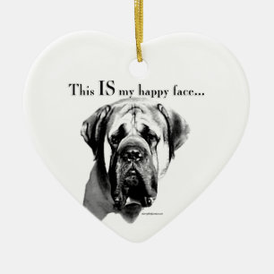 Adorno De Cerámica Mastiff Happy Face