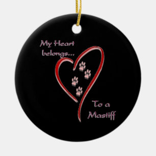 Adorno De Cerámica Mastiff Heart Belongs Keychain