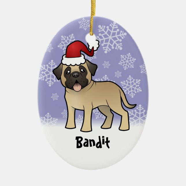 Adorno De Cerámica Mastín/Bullmastiff del navidad (Frente)