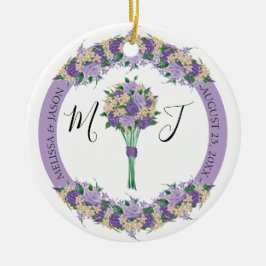 Adorno De Cerámica Matrimonio con foto de morado floral salva el mono