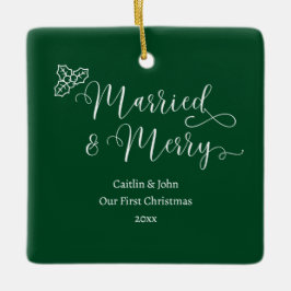 Adorno De Cerámica Matrimonio Personalizado primero Navidades recién 