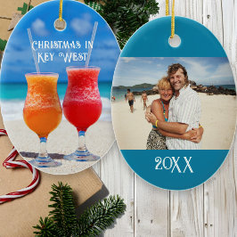 Adorno De Cerámica Matrimonio tropical Primera foto de Navidad Keepsa