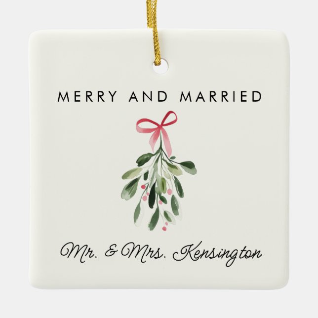 Adorno De Cerámica Matrimonio y matrimonio personalizado recién casad (Anverso)
