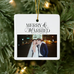 Adorno De Cerámica Matrimonio y recién casados Foto Primera Navidad