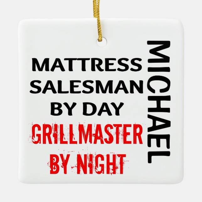 Adorno De Cerámica Mattress Salesman Grillmaster PERSONALIZADO (Anverso)