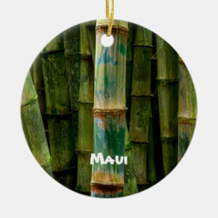 Adorno De Cerámica Maui Bambú y Árboles Pintados