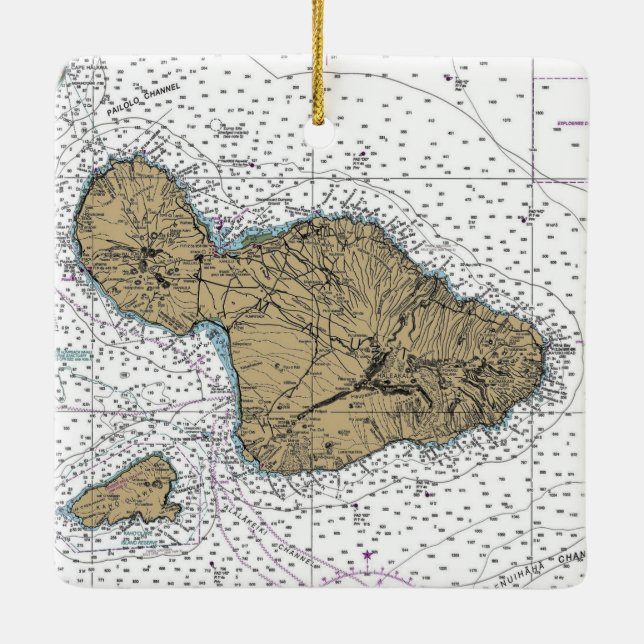 Adorno De Cerámica Maui Hawaii Nautical Chart (Reverso)