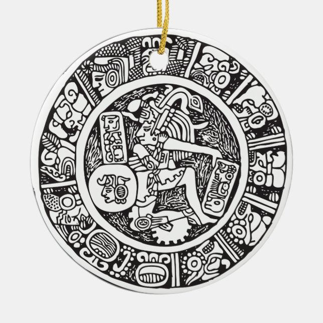 Adorno De Cerámica Mayan circle, Mexican hieroglyph(Maya) (Frente)