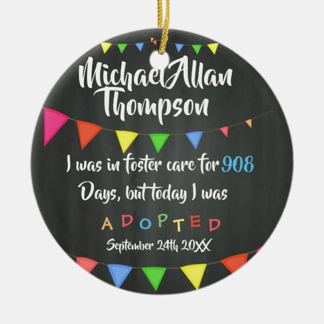 Adorno De Cerámica Me adoptaron hoy de la acogida - nombre de encargo (Frente)