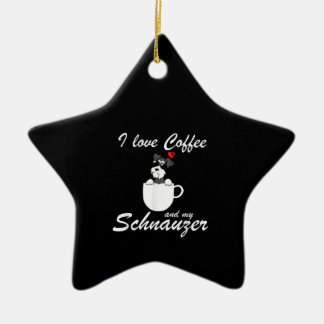 Adorno De Cerámica me encanta el café y mis amantes del perro schnauz