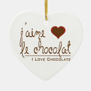 Adorno De Cerámica ¡Me encanta el chocolate, en francés!