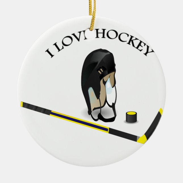 Adorno De Cerámica Me encanta el diseño personalizado de hockey con p (Frente)