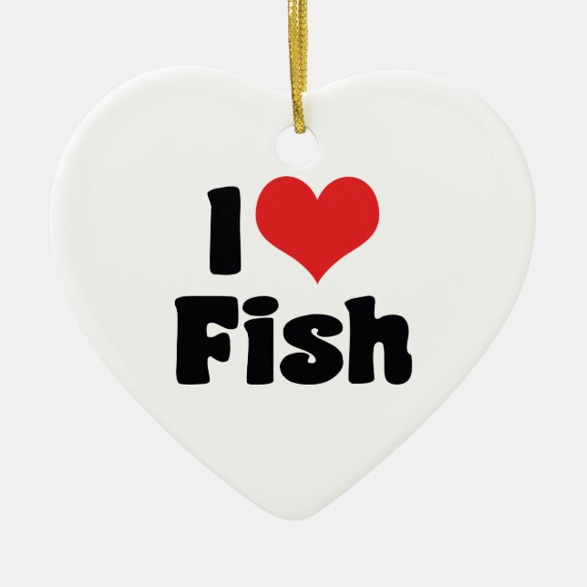 Adorno De Cerámica Me encanta el pez cardíaco - amantes del acuario (Frente)