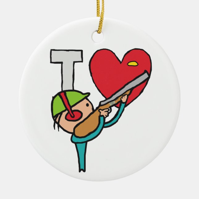 Adorno De Cerámica Me Encanta El Tiroteo De Clay Pigeon (Frente)