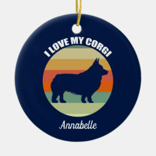 Adorno De Cerámica Me Encanta Mi Corgi Sunset Navidades Personalizado