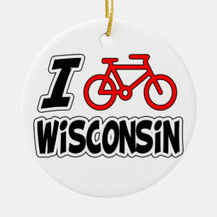 Adorno De Cerámica Me encanta montar en bicicleta Wisconsin